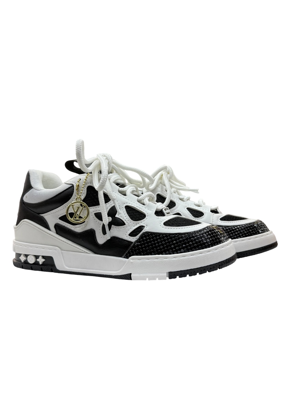 Tenis LV Trainer Flor preto branco